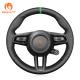 Brown Suede Handmade Steering Wheel Wrap for Porsche 911 992 Taycan 2020 2021 2022 2023
