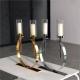 Factory new design  wedding decor gold silver circle metal 2 arms candle holders