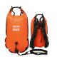 Orange Triathlon Swimming Buoy 190T Nylon PVC Inflatable Tow Float
