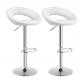 White Color Adjustable Bar Stool Chair PU Leather Swivel In Polished Leg