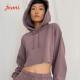 Plain Cropped Hooded Sweatshirts French Terry Women Jumper Sweater