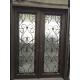 Square top wrought iron double entry door