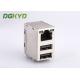 Three deck stacked USB RJ45 connector , RJ45 with double USB Jack