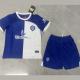 White Blue Kids Soccer Jerseys Twill Jacquard Football Jersey Custom Name