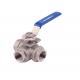 Stainless Steel 304 3-Way Ball Valve T Mounting Pad Female Type with Vinyl Locking Handle