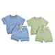 Custom Neutral Kids Terry Towel Fabric Tee Shirts & Shorts Set Toddlers Casual Daily Wear Beach Wear Summer Two Pieces