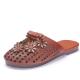 S062 Summer new product leather three-dimensional flower retro double-layer bowknot hollow flat bottom female sandals