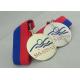 Nickel Plated Ribbon Medals Square With Offset Printing Sticker