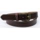 Dark Brown Split Leather Belt With Beige Stitching For Mens , Antic Brass Buckle