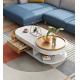 White Marble Top Coffee Table Multifunctional Oval Marble Coffee Table