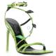 Papaya Green Pointed Toe Stiletto Heels Raffia Trims Open Toe Ankle Strap Sandals