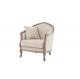 French antique wood frame upholstered single sofa event linen fabric wedding sofa wooden carved sofa furniture