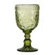 Hot Sale Green Color Glassware Vintage Pattern Embossed High Clear Glass Goblets