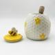 Farmhouse Style Embossed Bee Design Ceramic Honey Jar For Home Kitchen Decor