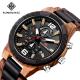 Men Alloy Buckle Round Glass Wood Chronograph Watch