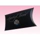 custom black paper cardboard pillow boxes with silver stamping logo