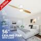 DC Motor 56 Inch Solid Wood Ceiling Fan Decorative Remote Control
