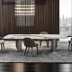 High Quality Luxury Large 8 Seater Italian Metal Stainless Steel Leg Ceramic Tile Marble Top Rectangle Shape Dining Table Set
