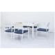 Modern Garden Furniture Dining Table Set with 6 Seater Wood Table and Metal Chairs