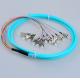 Fanout FC/UPC OM3 50/125 12 cores fiber optic pigtail,bundle type,12 colors inner cable，Aqua color LSZH cable
