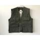 Fishing vest 035 in taslan fabric, olive green color, water proof, quick dry, S-3XL