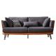 Leisure textile living room furniture two tone fabric sofa with modern chrome