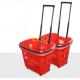 Supermarket Plastic Shopping Basket With Wheels , 455 * 355 * 415 mm