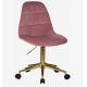 Golden Pink Velvet Swivel Chair Office Home Adjustable Height In Polished Leg