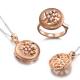 Luxury 18K Rose Gold Diamonds Pendant Charm Ring Jewelry Set (GDSET003)