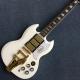 New style SG electric guitar, 3 pickups, Tremolo system,White electric guitar