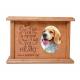 Wooden Pet Urns with photo frame, laser engraved memorial words ash urns