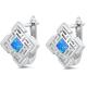 Wholesale Jewelry  Customization 925 Sterling Silver Blue Opal Greek Key Design Stud Earring