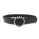 Black Women's Fashion Leather Belts With Round Pearl Buckle 4.5cm Width