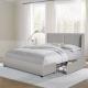 PU Tufted Upholstered Bed Frame Double Queen Size With Storage Metal Drawers
