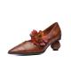 S306 Flower Leather Handmade Pointed Toe Fashion High Heels 2020 Ethnic Style Spring New Women'S Shoes Wholesale Process