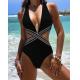 Comfortable Ladies One Piece Swimsuit For Beach Spandex Material Black Sexy Bikini