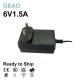 Reliable 6V 1.5A Wall Mount Power Supply Adaptor 10%-90%RH Humidity