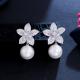Classic AAA+ Cubic Zirconia Stud Pearl Earrings For Women Party Gift Crystal Pearl Earings Fashion Pearl Earring Jewelry