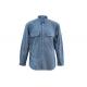 Men's 100%Cotton Chambray Blue Work Shirt Long Sleeve Chest Pockets Detailed Sleeve Band
