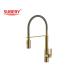 Brushed Golden Brass Kitchen Sink Faucets Single Lever