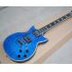 Custom Blue Body Electric Guitar with Flame Maple Veneer,Chrome Hardwares,White Binding body and neck