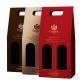 Matte Coating Embossing Double Wine Bottle Gift Boxes With Handle