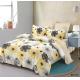 Home 100% Polyester Yellow Floral Print Bedding Set with 2 Curtains 8 Pieces