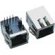 Single Port RJ45 Modular Jack Connector Tab Down 10 / 100M Integrated With Filter