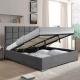 Dark Grey Velvet Queen Lift Storage Bed 140x190cm With Elevating Mattress