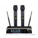 LS-970 pro wireless microphone system UHF IR selectable PLL 2 MIC headset lavalier lapel LCD small size chargable