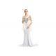 Elegant White Tassels Beading Long Evening Gown Dress For Ladies