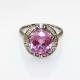 Women Jewelry Oval Pink Cubic Zircon with Rhinestone Sterling Silver Ring(R187)