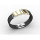 Top Quality Europe Fashion Stainless Steel Genuine Leather Silicone Bangle Bracelet ADB16