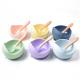 Heat Resistant Silicone Feeding Bowl Purple Pink Weaning Sets Silicone